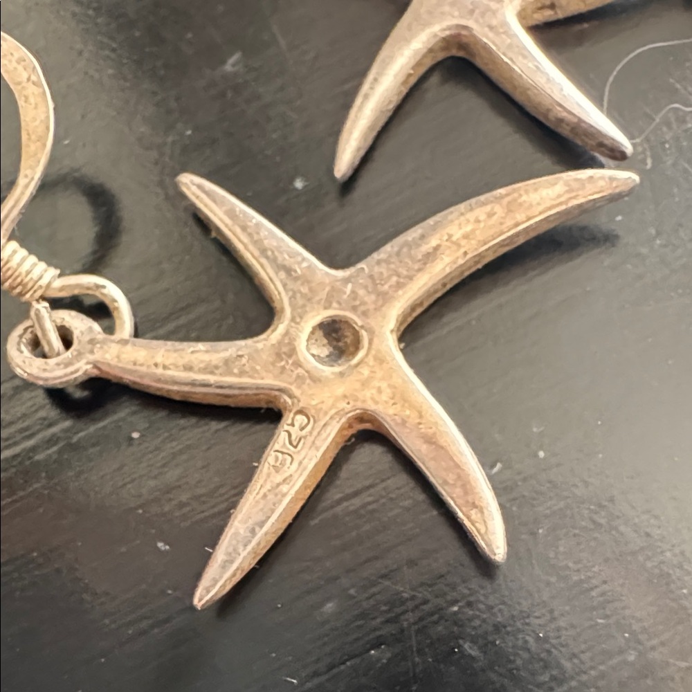 925 Sterling Silver Starfish Dangle Hook Earrings Coastal Beach Nautical - Picture 5 of 9